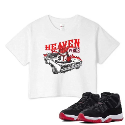 TeeVivo Crop Top Match Air Jordan 11 Retro Bred Velvet Heaven vibes – Air Jordan 11 Crop Top, AJ11 Crop Top
