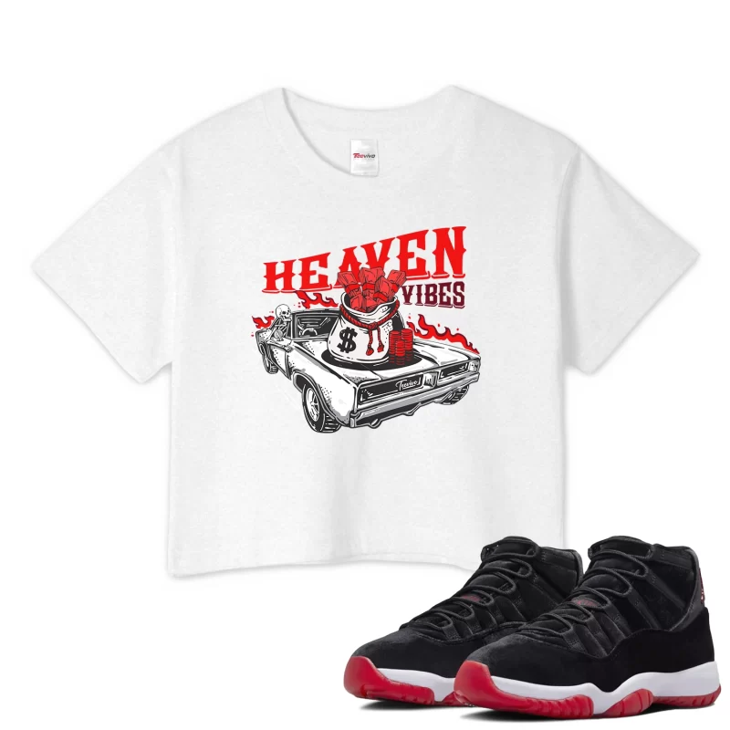 TeeVivo Crop Top Match Air Jordan 11 Retro Bred Velvet Heaven vibes – Air Jordan 11 Crop Top, AJ11 Crop Top