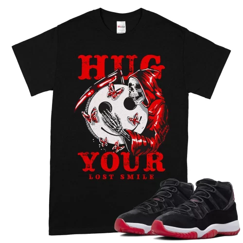 TeeVivo T-Shirt Match Air Jordan 11 Retro Bred Velvet Hug your lost smile – Air Jordan 11 Shirt, AJ11 Shirt