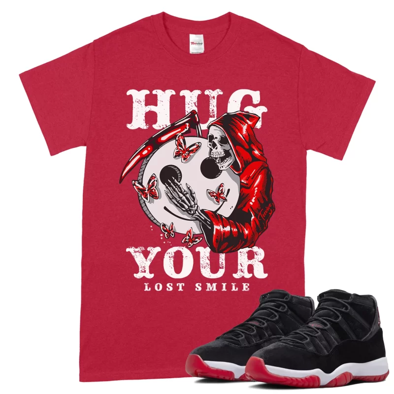 TeeVivo T-Shirt Match Air Jordan 11 Retro Bred Velvet Hug your lost smile – Air Jordan 11 Shirt, AJ11 Shirt
