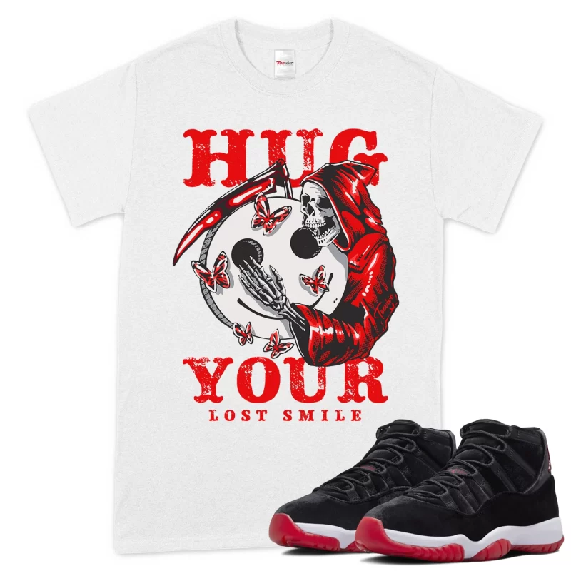 TeeVivo T-Shirt Match Air Jordan 11 Retro Bred Velvet Hug your lost smile – Air Jordan 11 Shirt, AJ11 Shirt