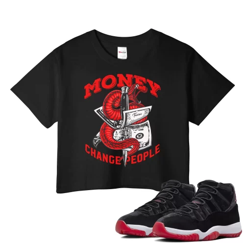 TeeVivo Crop Top Match Air Jordan 11 Retro Bred Velvet Money change people – Air Jordan 11 Crop Top, AJ11 Crop Top