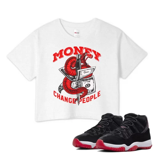 TeeVivo Crop Top Match Air Jordan 11 Retro Bred Velvet Money change people – Air Jordan 11 Crop Top, AJ11 Crop Top