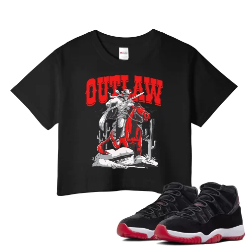 TeeVivo Crop Top Match Air Jordan 11 Retro Bred Velvet Outlaw – Air Jordan 11 Crop Top, AJ11 Crop Top
