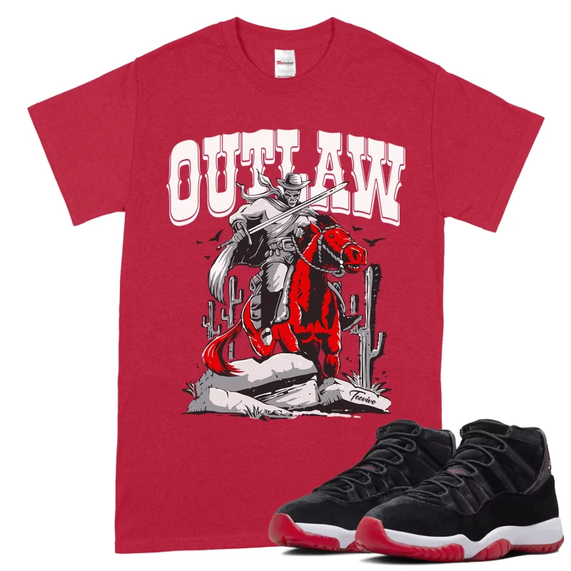 TeeVivo T-Shirt Match Air Jordan 11 Retro Bred Velvet Outlaw – Air Jordan 11 Shirt, AJ11 Shirt