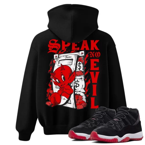 TeeVivo Hoodie Match Air Jordan 11 Retro Bred Velvet Speak no evil – Air Jordan 11 Hoodie, AJ11 Hoodie