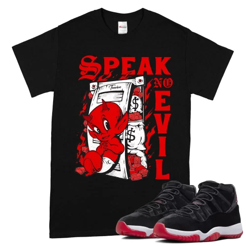 TeeVivo T-Shirt Match Air Jordan 11 Retro Bred Velvet Speak no evil – Air Jordan 11 Shirt, AJ11 Shirt