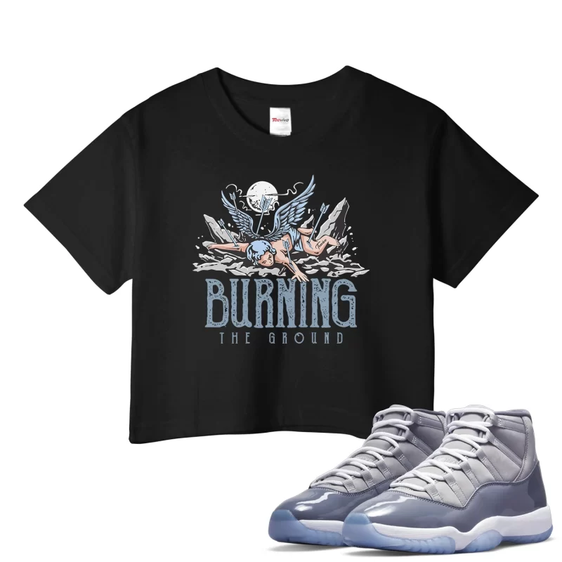 TeeVivo Crop Top Match Air Jordan 11 Retro Cool Grey Burning the ground – Air Jordan 11 Crop Top, AJ11 Crop Top