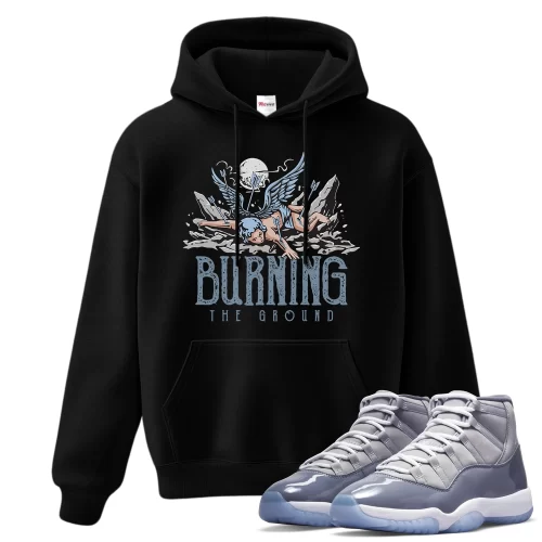 TeeVivo Hoodie Match Air Jordan 11 Retro Cool Grey Burning the ground – Air Jordan 11 Hoodie, AJ11 Hoodie