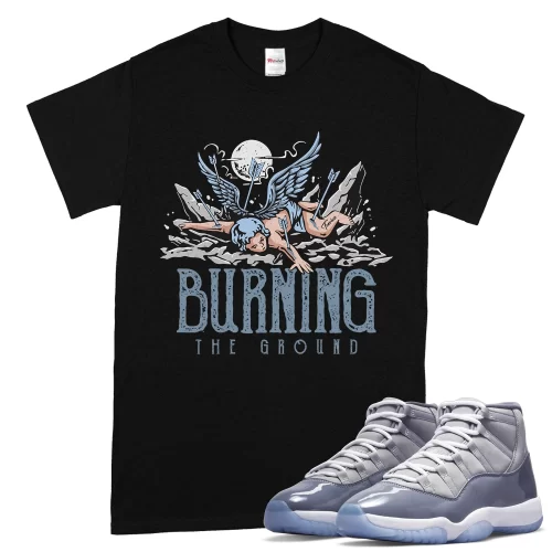 TeeVivo T-Shirt Match Air Jordan 11 Retro Cool Grey Burning the ground – Air Jordan 11 Shirt, AJ11 Shirt