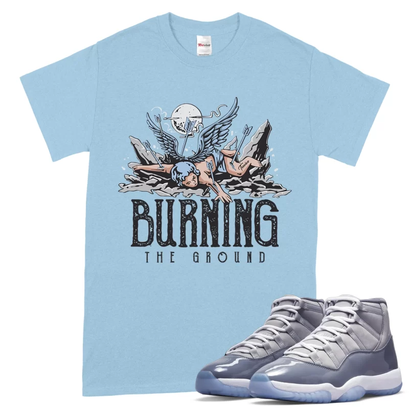TeeVivo T-Shirt Match Air Jordan 11 Retro Cool Grey Burning the ground – Air Jordan 11 Shirt, AJ11 Shirt