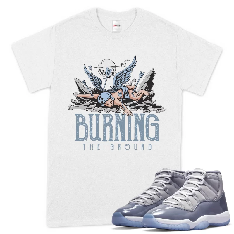 TeeVivo T-Shirt Match Air Jordan 11 Retro Cool Grey Burning the ground – Air Jordan 11 Shirt, AJ11 Shirt