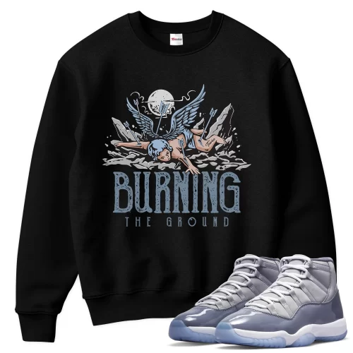 TeeVivo Sweatshirt Match Air Jordan 11 Retro Cool Grey Burning the ground – Air Jordan 11 Sweatshirt, AJ11 Sweatshirt