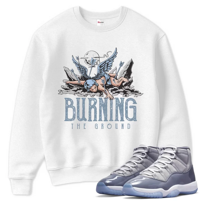 TeeVivo Sweatshirt Match Air Jordan 11 Retro Cool Grey Burning the ground – Air Jordan 11 Sweatshirt, AJ11 Sweatshirt