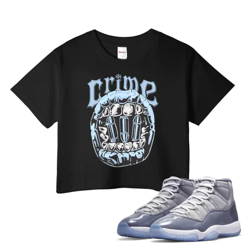 TeeVivo Crop Top Match Air Jordan 11 Retro Cool Grey Crime – Air Jordan 11 Crop Top, AJ11 Crop Top