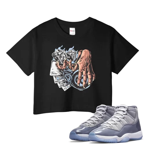 TeeVivo Crop Top Match Air Jordan 11 Retro Cool Grey Gambling – Air Jordan 11 Crop Top, AJ11 Crop Top
