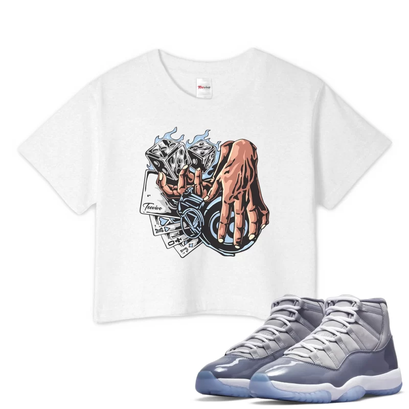 TeeVivo Crop Top Match Air Jordan 11 Retro Cool Grey Gambling – Air Jordan 11 Crop Top, AJ11 Crop Top