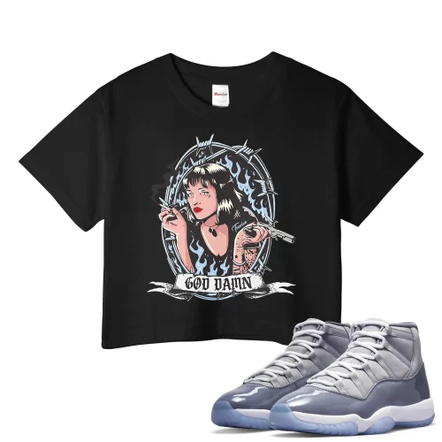 TeeVivo Crop Top Match Air Jordan 11 Retro Cool Grey God Daaamn – Air Jordan 11 Crop Top, AJ11 Crop Top