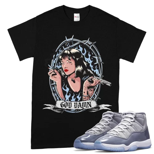 TeeVivo T-Shirt Match Air Jordan 11 Retro Cool Grey God Daaamn – Air Jordan 11 Shirt, AJ11 Shirt