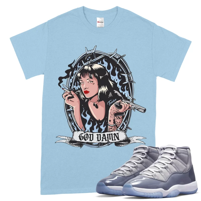 TeeVivo T-Shirt Match Air Jordan 11 Retro Cool Grey God Daaamn – Air Jordan 11 Shirt, AJ11 Shirt