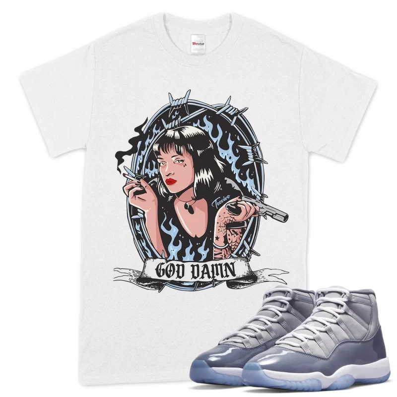 TeeVivo T-Shirt Match Air Jordan 11 Retro Cool Grey God Daaamn – Air Jordan 11 Shirt, AJ11 Shirt