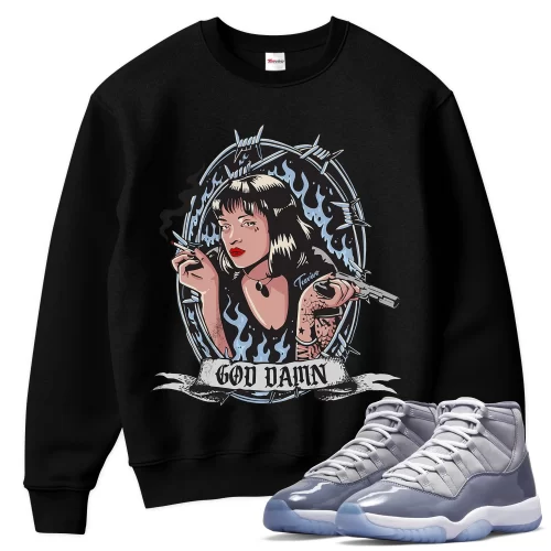TeeVivo Sweatshirt Match Air Jordan 11 Retro Cool Grey God Daaamn – Air Jordan 11 Sweatshirt, AJ11 Sweatshirt