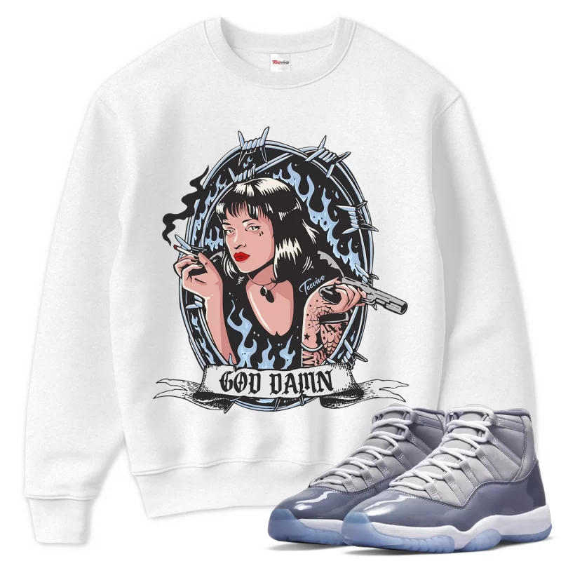 TeeVivo Sweatshirt Match Air Jordan 11 Retro Cool Grey God Daaamn – Air Jordan 11 Sweatshirt, AJ11 Sweatshirt