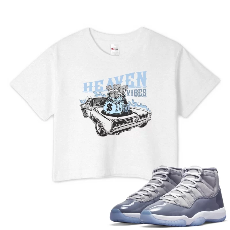 TeeVivo Crop Top Match Air Jordan 11 Retro Cool Grey Heaven vibes – Air Jordan 11 Crop Top, AJ11 Crop Top