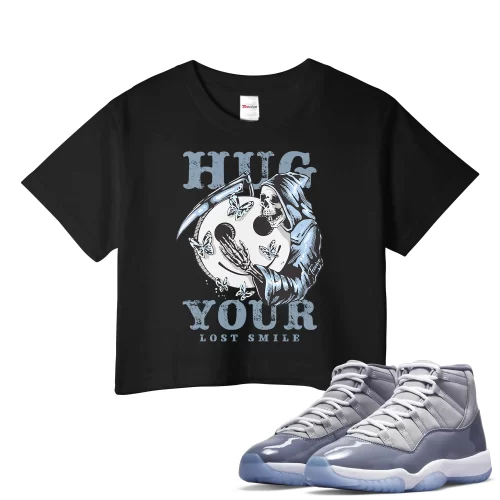 TeeVivo Crop Top Match Air Jordan 11 Retro Cool Grey Hug your lost smile – Air Jordan 11 Crop Top, AJ11 Crop Top