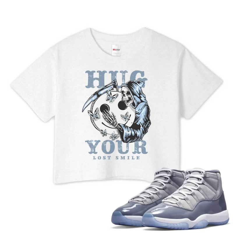 TeeVivo Crop Top Match Air Jordan 11 Retro Cool Grey Hug your lost smile – Air Jordan 11 Crop Top, AJ11 Crop Top