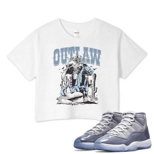 TeeVivo Crop Top Match Air Jordan 11 Retro Cool Grey Outlaw – Air Jordan 11 Crop Top, AJ11 Crop Top