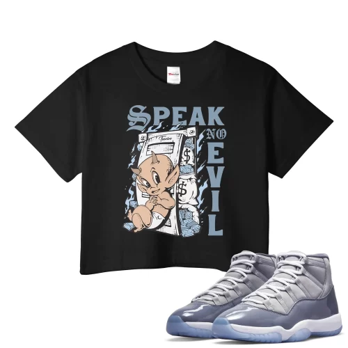 TeeVivo Crop Top Match Air Jordan 11 Retro Cool Grey Speak no evil – Air Jordan 11 Crop Top, AJ11 Crop Top
