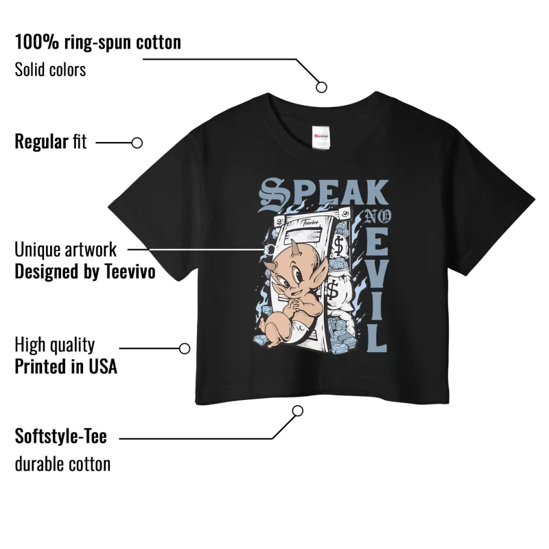 TeeVivo Crop Top Match Air Jordan 11 Retro Cool Grey Speak no evil – Air Jordan 11 Crop Top, AJ11 Crop Top
