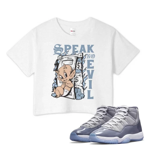 TeeVivo Crop Top Match Air Jordan 11 Retro Cool Grey Speak no evil – Air Jordan 11 Crop Top, AJ11 Crop Top