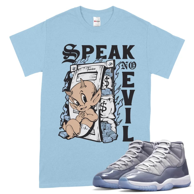 TeeVivo T-Shirt Match Air Jordan 11 Retro Cool Grey Speak no evil – Air Jordan 11 Shirt, AJ11 Shirt