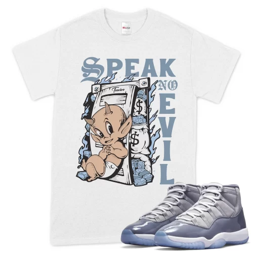 TeeVivo T-Shirt Match Air Jordan 11 Retro Cool Grey Speak no evil – Air Jordan 11 Shirt, AJ11 Shirt