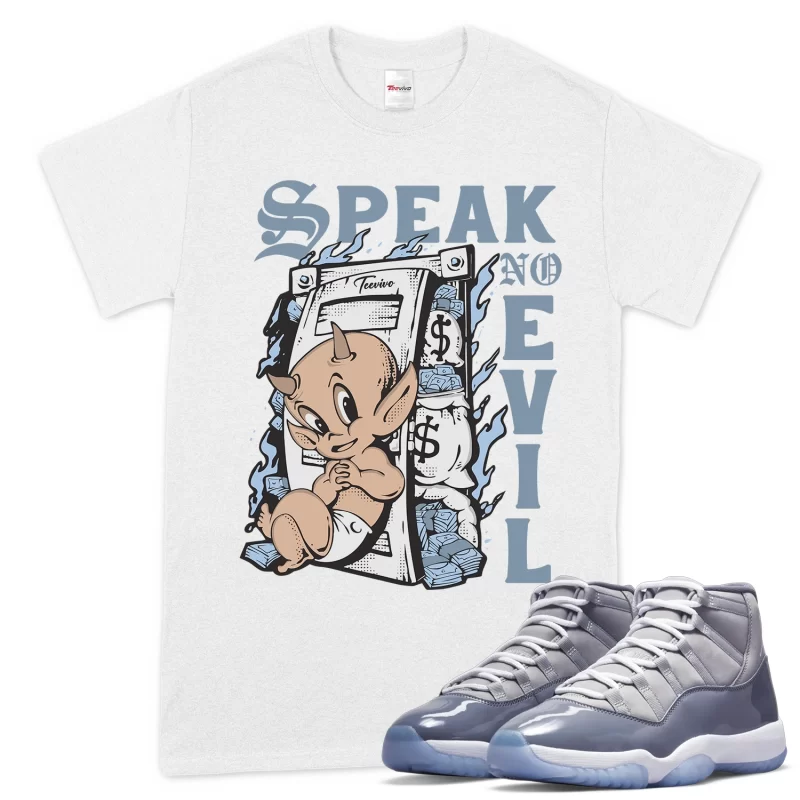 TeeVivo T-Shirt Match Air Jordan 11 Retro Cool Grey Speak no evil – Air Jordan 11 Shirt, AJ11 Shirt