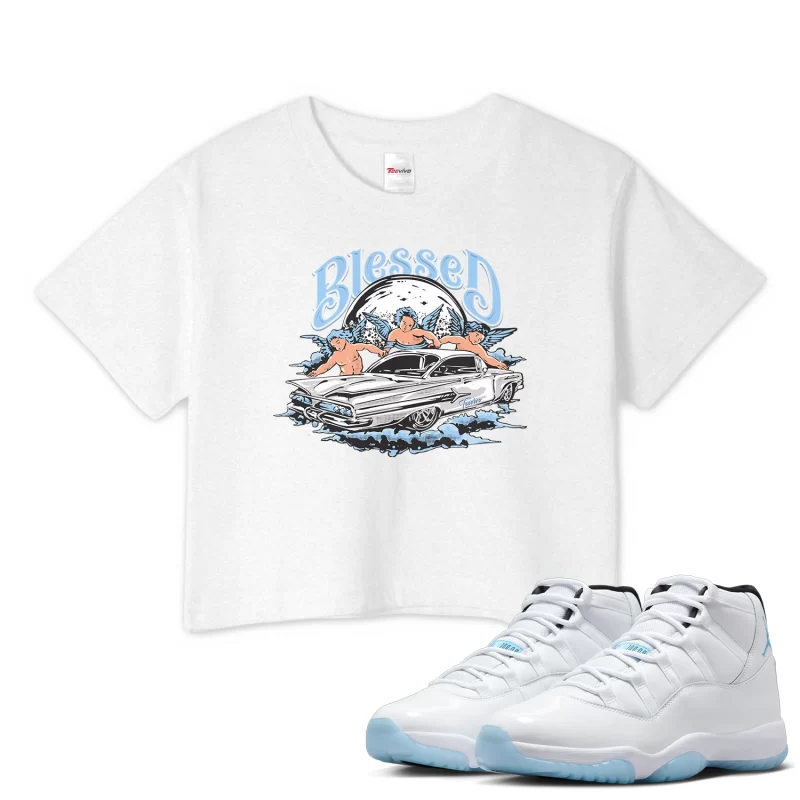 TeeVivo Crop Top Match Air Jordan 11 Retro Legend Blue Blessed – Air Jordan 11 Crop Top, AJ11 Crop Top