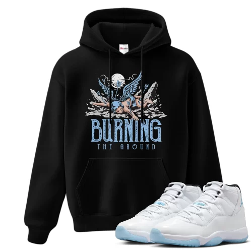 TeeVivo Hoodie Match Air Jordan 11 Retro Legend Blue Burning the ground – Air Jordan 11 Hoodie, AJ11 Hoodie