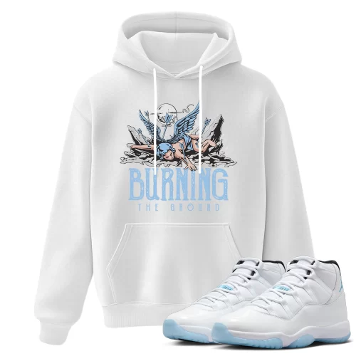 TeeVivo Hoodie Match Air Jordan 11 Retro Legend Blue Burning the ground – Air Jordan 11 Hoodie, AJ11 Hoodie