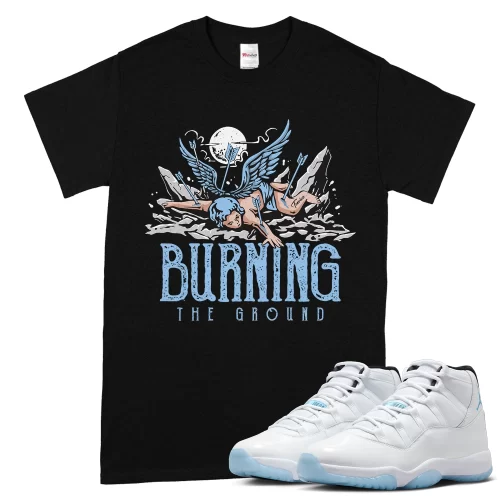 TeeVivo T-Shirt Match Air Jordan 11 Retro Legend Blue Burning the ground – Air Jordan 11 Shirt, AJ11 Shirt