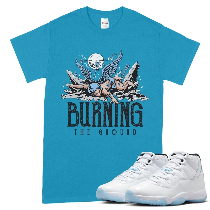 TeeVivo T-Shirt Match Air Jordan 11 Retro Legend Blue Burning the ground – Air Jordan 11 Shirt, AJ11 Shirt