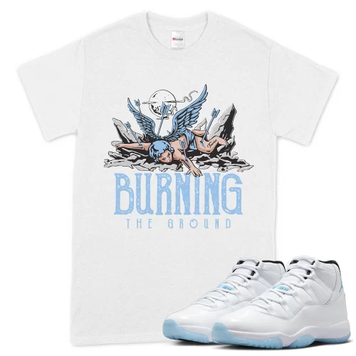 TeeVivo T-Shirt Match Air Jordan 11 Retro Legend Blue Burning the ground – Air Jordan 11 Shirt, AJ11 Shirt