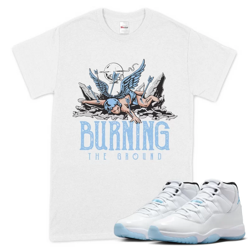 TeeVivo T-Shirt Match Air Jordan 11 Retro Legend Blue Burning the ground – Air Jordan 11 Shirt, AJ11 Shirt