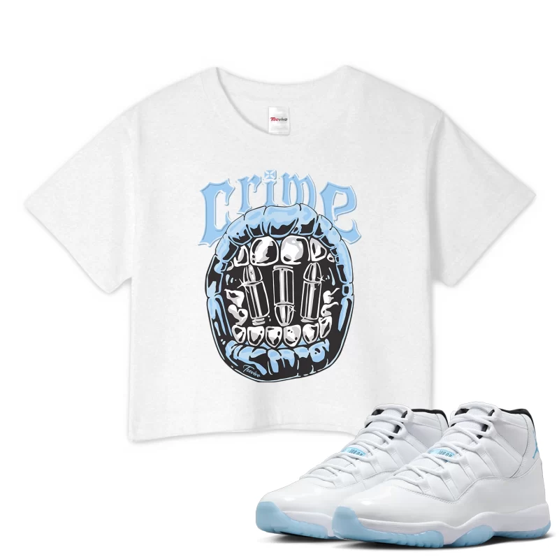 TeeVivo Crop Top Match Air Jordan 11 Retro Legend Blue Crime – Air Jordan 11 Crop Top, AJ11 Crop Top