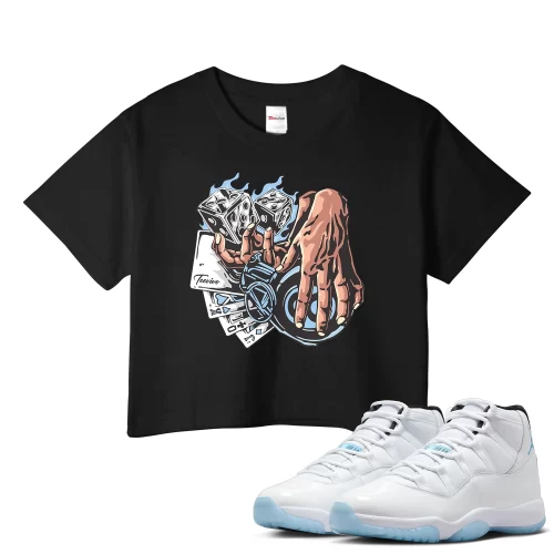 TeeVivo Crop Top Match Air Jordan 11 Retro Legend Blue Gambling – Air Jordan 11 Crop Top, AJ11 Crop Top