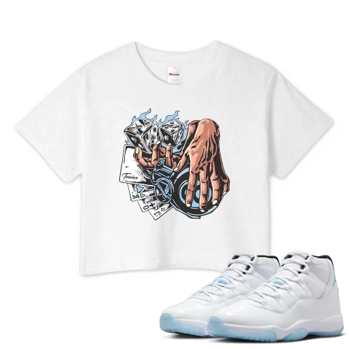 TeeVivo Crop Top Match Air Jordan 11 Retro Legend Blue Gambling – Air Jordan 11 Crop Top, AJ11 Crop Top