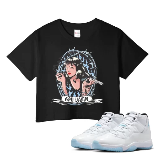 TeeVivo Crop Top Match Air Jordan 11 Retro Legend Blue God Daaamn – Air Jordan 11 Crop Top, AJ11 Crop Top