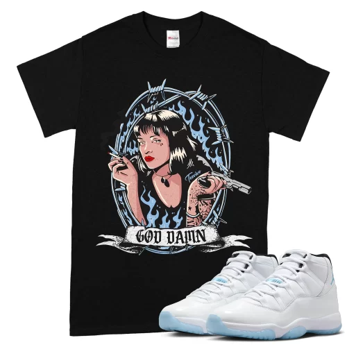 TeeVivo T-Shirt Match Air Jordan 11 Retro Legend Blue God Daaamn – Air Jordan 11 Shirt, AJ11 Shirt