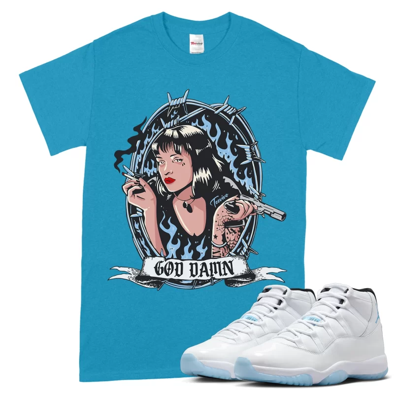 TeeVivo T-Shirt Match Air Jordan 11 Retro Legend Blue God Daaamn – Air Jordan 11 Shirt, AJ11 Shirt
